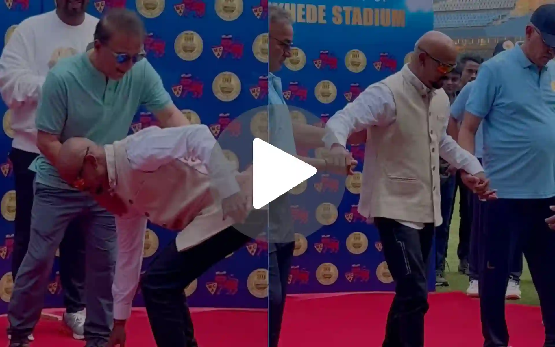 [Watch] Vinod Kambli Touches Gavaskar's Feet Despite Struggling To Walk; Video Goes Viral